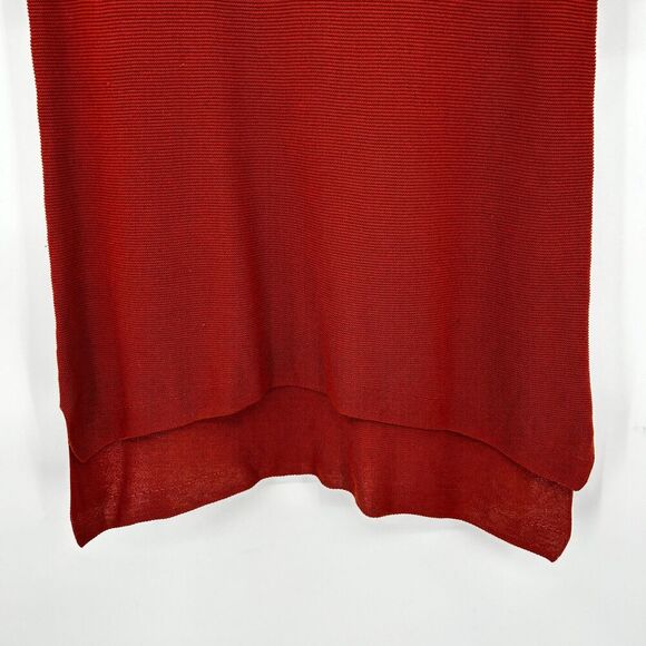 EILEEN FISHER Brick Red 100% Tencel Knit Drapey High Low Top Small Petite - Picture 8 of 10